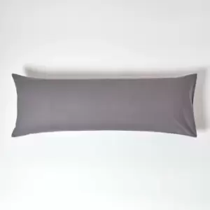 Image of HOMESCAPES Dark Grey Egyptian Cotton Housewife Pillowcase 200 Thread Count, Body Pillowcase - Dark Grey - Dark Grey