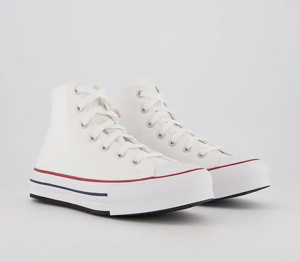 Image of Converse Kids All Star Eva Lift Hi Jnr Platform Trainers White Black Rubber, 3