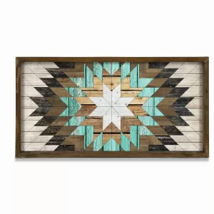 Image of TAH013 Brown Grey White Blue Decorative Framed MDF Painting