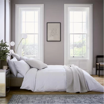 Image of Bedeck of Belfast White Cotton Sateen 300 Thread Count Fine Linens 'Otsu' Duvet Cover - double