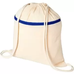 Image of Bullet Adults Unisex Oregon Zippered Drawstring Backpack (One Size) (Natural/Blue) - Natural/Blue