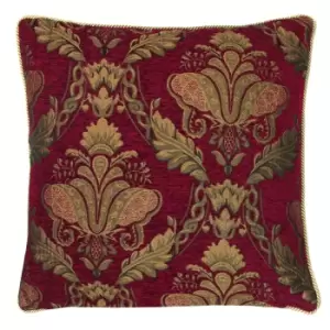 image of Shiraz Traditional Jacquard Cushion Burgundy / 45 x 45cm / Polyester Filled