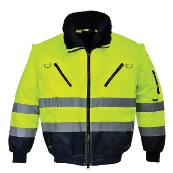 Image of Portwest Hi Vis 3 in 1 Pilot Jacket Yellow / Navy 3XL