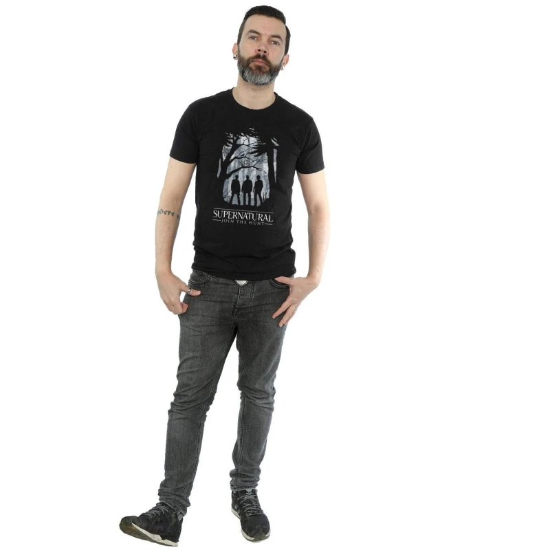 Image of Supernatural Supernatural Men Group Outline T-Shirt in Black Size: Small Black S Male 5057245667494