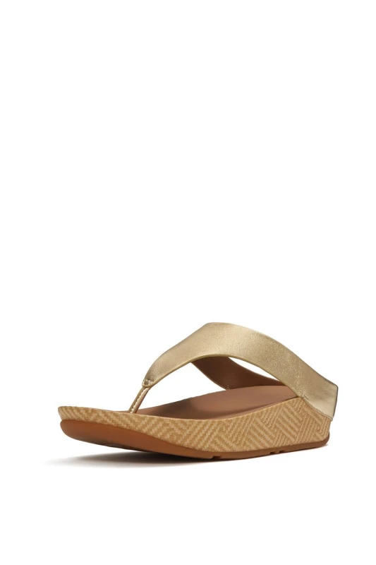 Image of FitFlop Womens Lulu Lux Graphic-Weave Toe-Post Sandal in Gold Size: 8 Gold Female 8