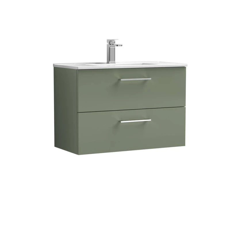 Image of Balterley Bathroom 2 Soft Close Drawer, Wall Hung Vanity Unit, Green, 800mm in Green Green Unisex