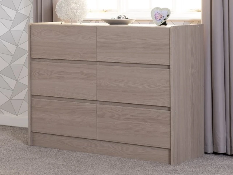 Image of Seconique Paris Smoked Ash 6 Drawer Chest of Drawers