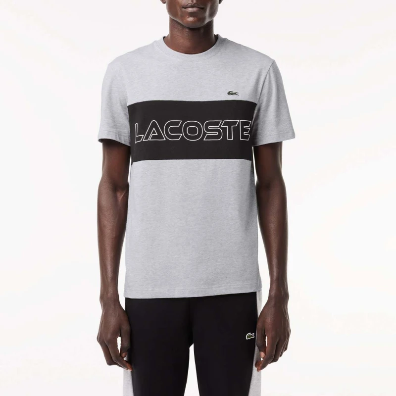 Image of Lacoste Regular Fit Colourblock Print T-Shirt - Green Green XS