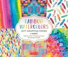 Image of rainbow watercolors gift wrapping papers 6 sheets 24 x 18" wrapping p