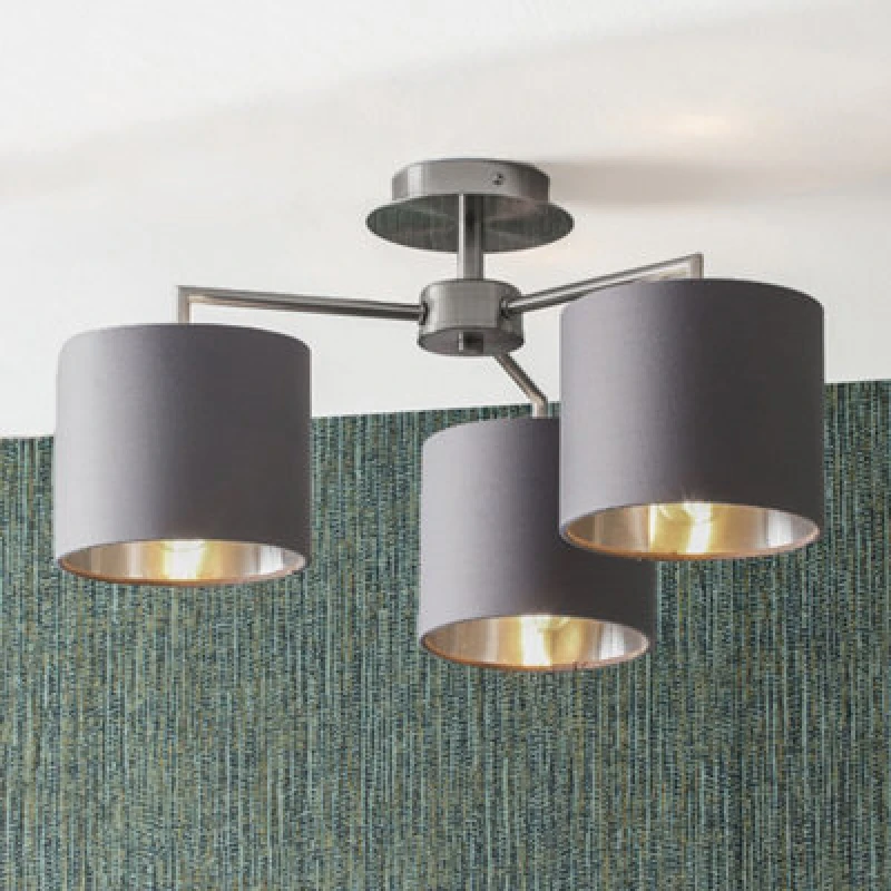 Image of Pacific Lifestyle Elegant 3 Arm Ceiling Lights Drum Lampshades