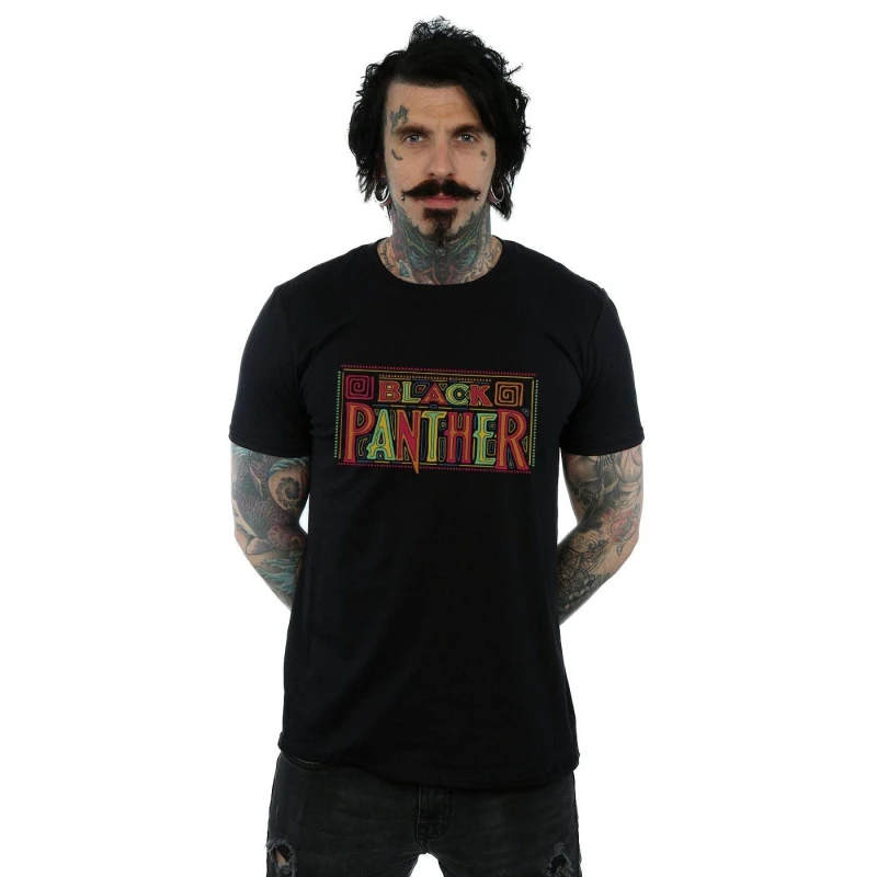 Image of Marvel Marvel Men Black Panther Tribal Logo T-Shirt Size: Small Black S Male 5057736552834