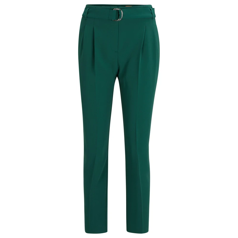Image of Boss Womens Tapiah Straight Trousers Open Green female 4 (XXS)