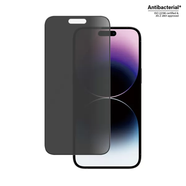 image of iPhone 14 Pro Max PanzerGlass UltraWide Fit Privacy EasyAligner Screen Protector - Black Edge