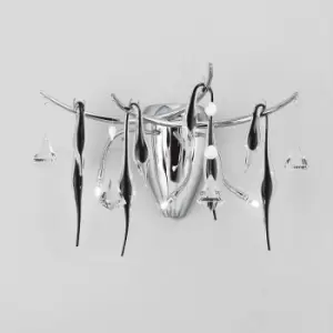 Image of Cygnet wall light 3 Bulbs polished chrome / frosted white / crystal