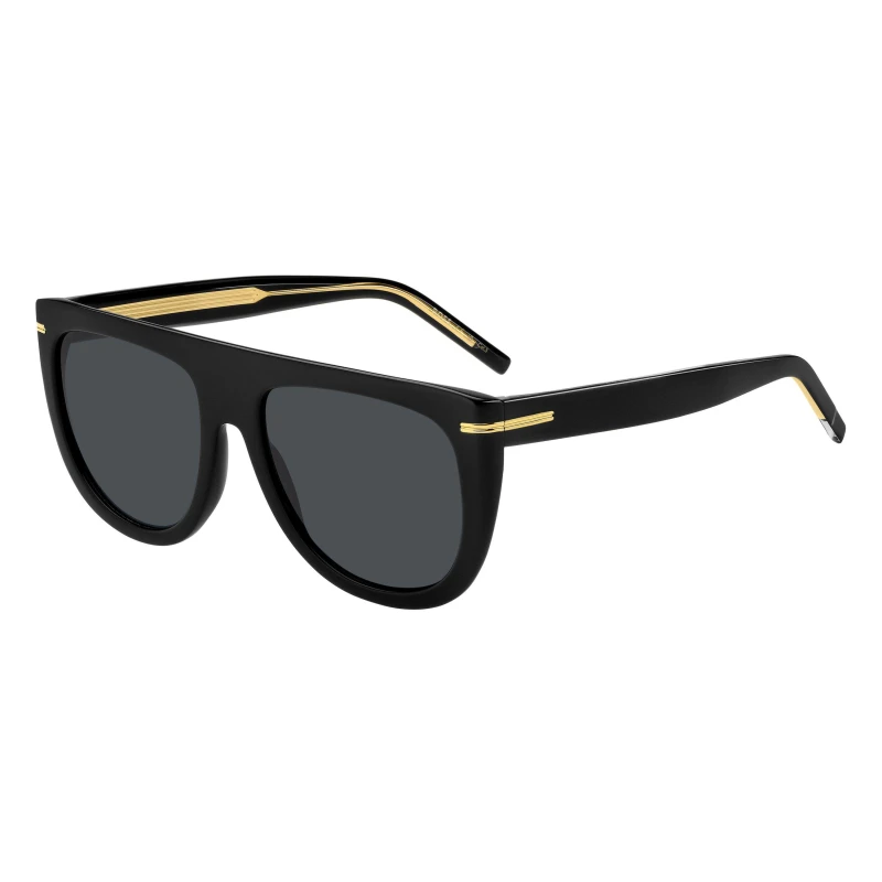 Image of Boss Womens Sq Flat Top Round Sunglasses Black female 56 cm