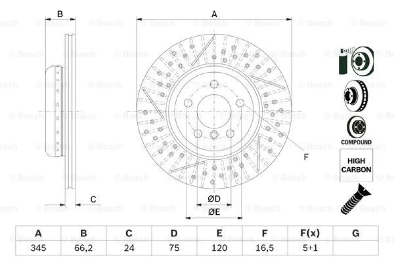 Image of Brake disc Bosch 0 986 479 E15