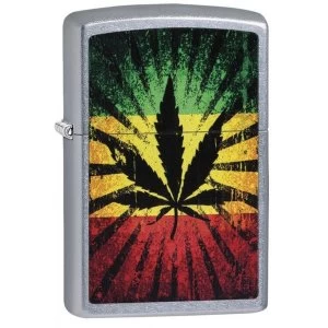 Image of Zippo Rasta Leaf Street Chrome Windproof Lighter