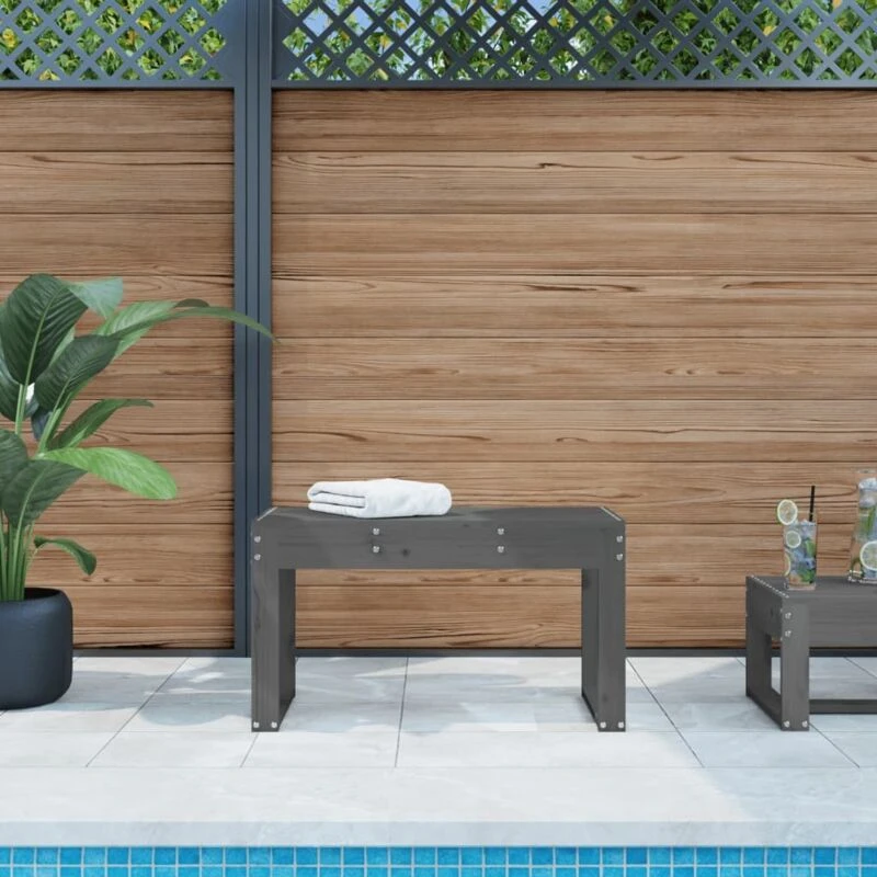 Image of vidaXL Garden Bench Grey 80x38x45cm Solid Wood Pine, Grey 825088