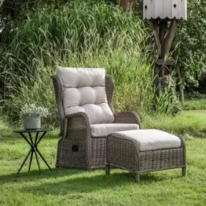 Gallery Outdoor Mileva Reclining Chair and Footstool Set Natural