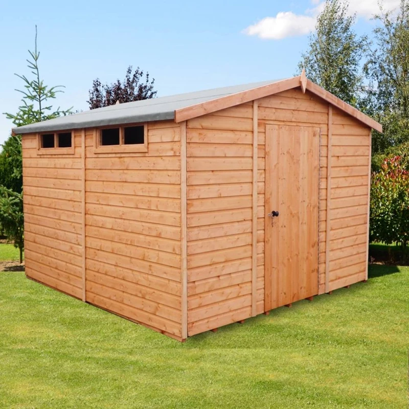 Image of Shires Security Apex Handmade Garden Shed Approx 10 x 10 Feet in Brown Brown Unisex
