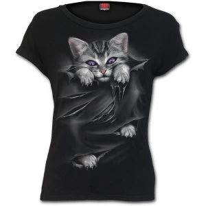 Image of Bright Eyes Womens XX-Large Boatneck Cap Sleeve Top - Black