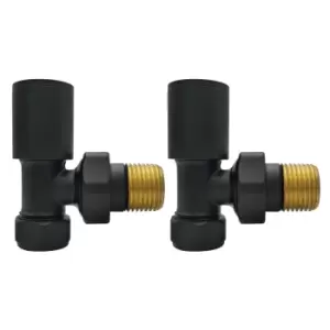 image of Matt Black Round Angled Radiator Valves - For Pipework Which Comes From The Wall