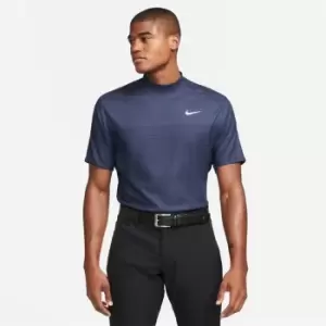 Nike Dri-FIT ADV Tiger Woods Mens Mock-Neck Jacquard Golf Polo - Blue