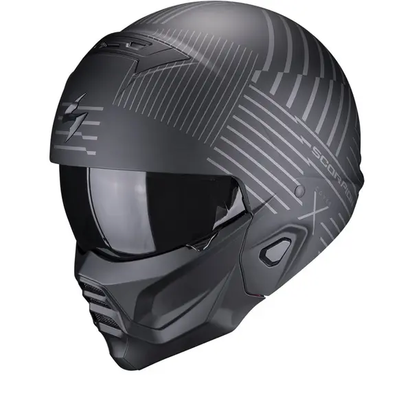 Image of Scorpion Exo-Combat II Miles Matt Black-Silver Jet Helmet XS
