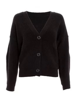 image of Quiz Black Knitted Crop Cardigan - S