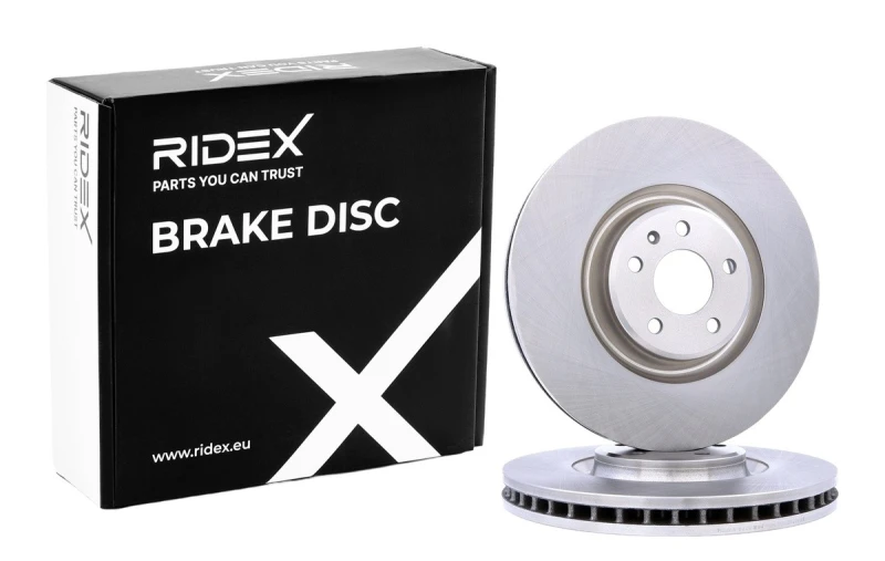 Image of RIDEX 82B0907 Brake disc Front Axle, Vented, Cast Iron, Uncoated, Untreated, without bolts/screws Cast Iron Brake Disc (82)