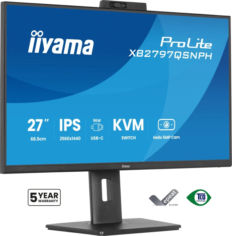 Image of iiyama iiyama ProLite XB2797QSNPH-B1 27" IPS LCD 4MS 2560X1440 350CD/M2 HDMI/DP/USB 2 computer monitor 68.6cm (27") 2560 x 1440 pixels Quad HD Black