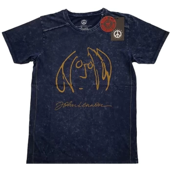 Image of John Lennon - Self Portrait Unisex Large T-Shirt - Blue