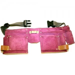 Image of Ladies Tool Belt and Double Pink Leather Tool Pouch