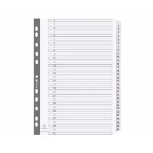 Image of Exacompta Mylar 1-31 Dividers A4 160gsm Pack of 10, white