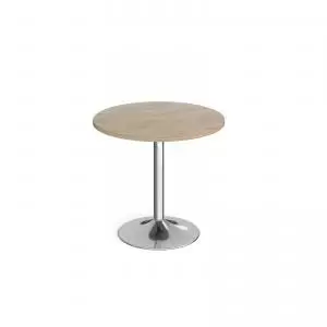 image of Genoa circular dining table with chrome trumpet base 800mm - barcelona