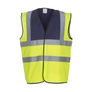 Image of Yoko Adults Unisex Two Tone Class 1 Reflective Jacket (2XL) (Navy/Hi-Vis Yellow)