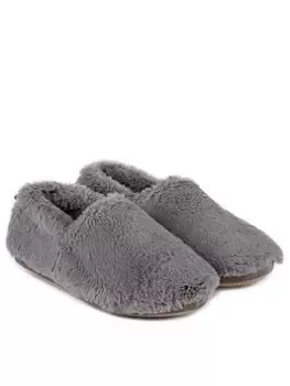 image of TOTES Faux Fur Full Back Slippers - Grey, Size 5-6, Women