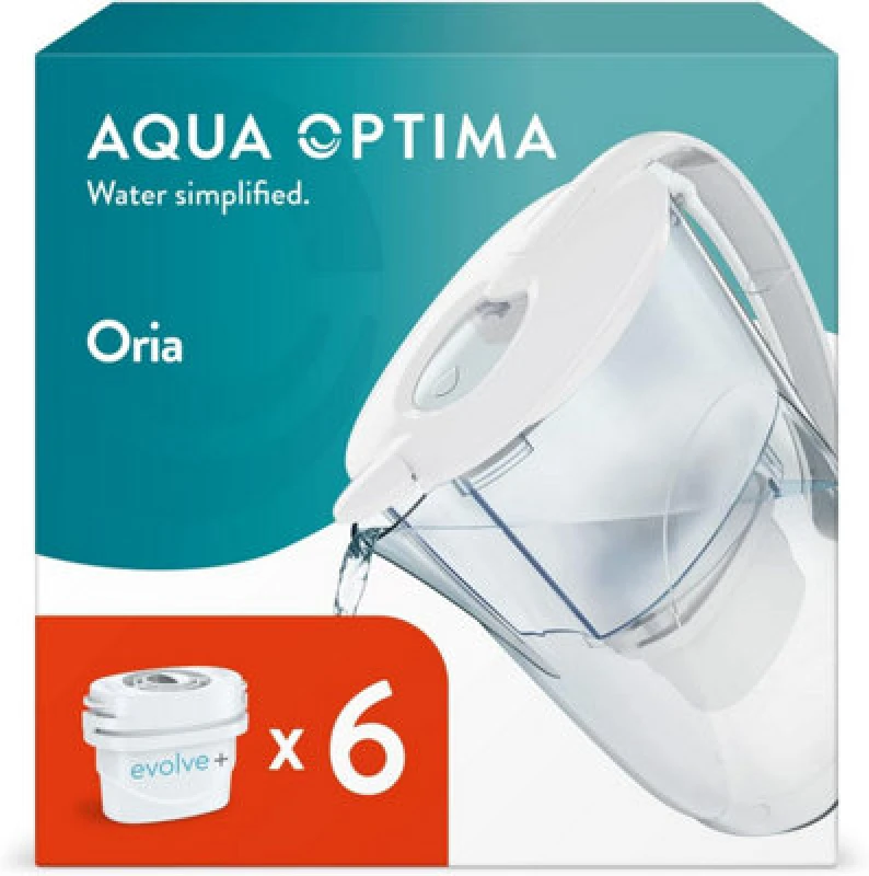 Image of Aqua Optima Oria Water Filter Jug 2.8L Capacity + 6 Months Evolve+ Filters, White White unisex