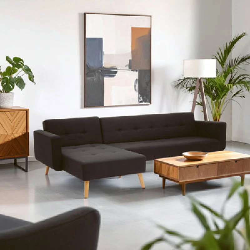 Image of Premier Housewares Interiors by Premier Hagen Large Corner Sofa Bed Black