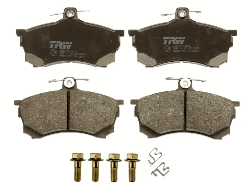 Image of TRW GDB1197 Brake pad set with acoustic wear warning, with accessories, with brake caliper screws Brake Pad Set,disc brake (402)