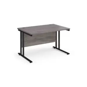 image of Maestro 25 straight desk 1200mm x 800mm - Black cantilever leg frame and grey oak top