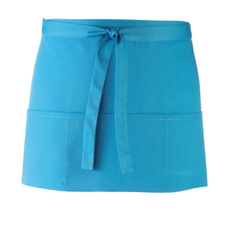 Image of Premier Premier Colours 3 Pocket Short Apron in Turquoise Turquoise One Size Unisex 5063470681020