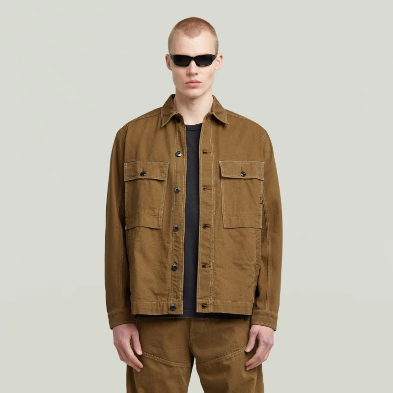 Image of G Star Mens Mosa Denim Cotton Long Sleeve Overshirt Sand male Small