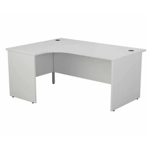 image of TC Office Left Hand Crescent Desk with Panel End Legs 1600 x 1200mm, White