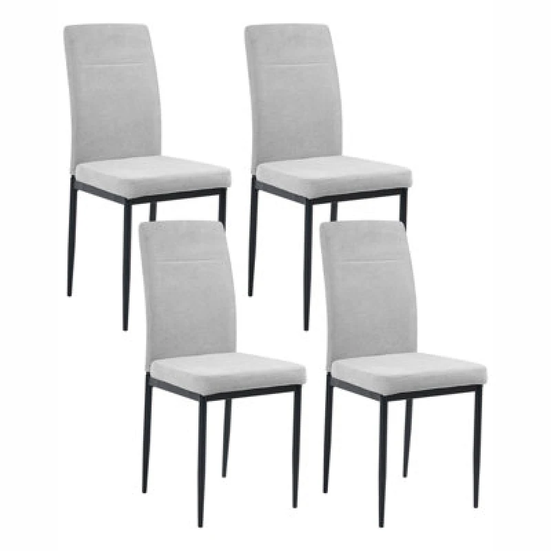 Image of Beliani Set Of 4 Dining Chairs Riner Fabric Grey