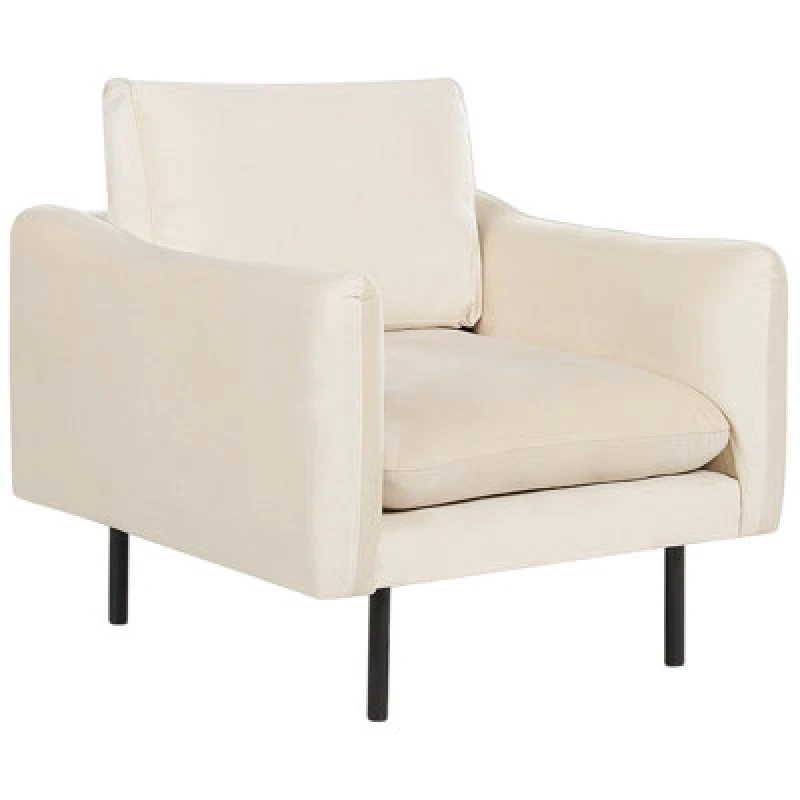 Image of Beliani Velvet Armchair Light Beige Vinterbro