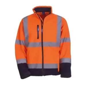 image of Yoko Mens Hi-Vis Sofshell Jacket (4XL) (Hi Vis Orange/Navy)