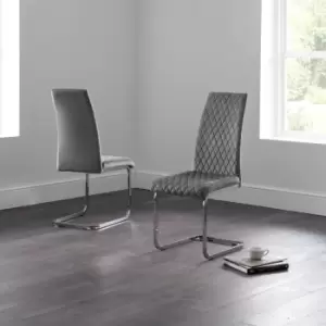 Image of Julian Bowen Set of 4 Calabria Velvet Cantilever Chairs Grey