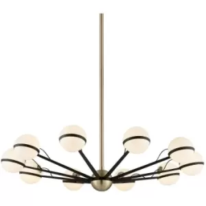 image of Ace 10 Light Chandelier Textured Bronze Brushed Brass, Glass