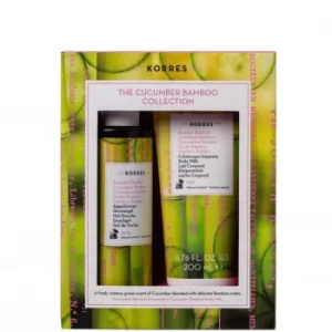 image of Korres Cucumber and Bamboo Bath and Body Set